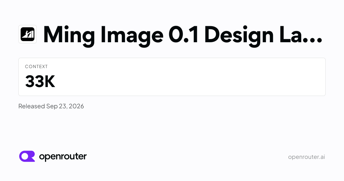 Ming Image 0.1 Design Layer - API Pricing & Providers | OpenRouter