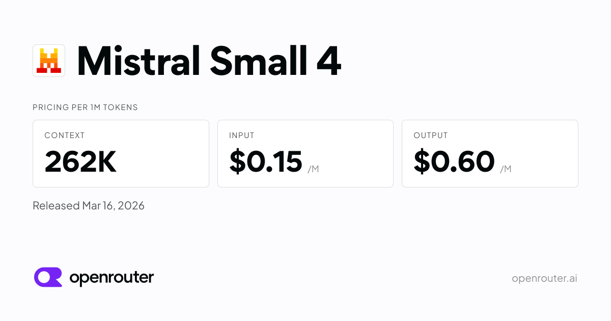 Mistral Small 4 - API Pricing & Benchmarks | OpenRouter