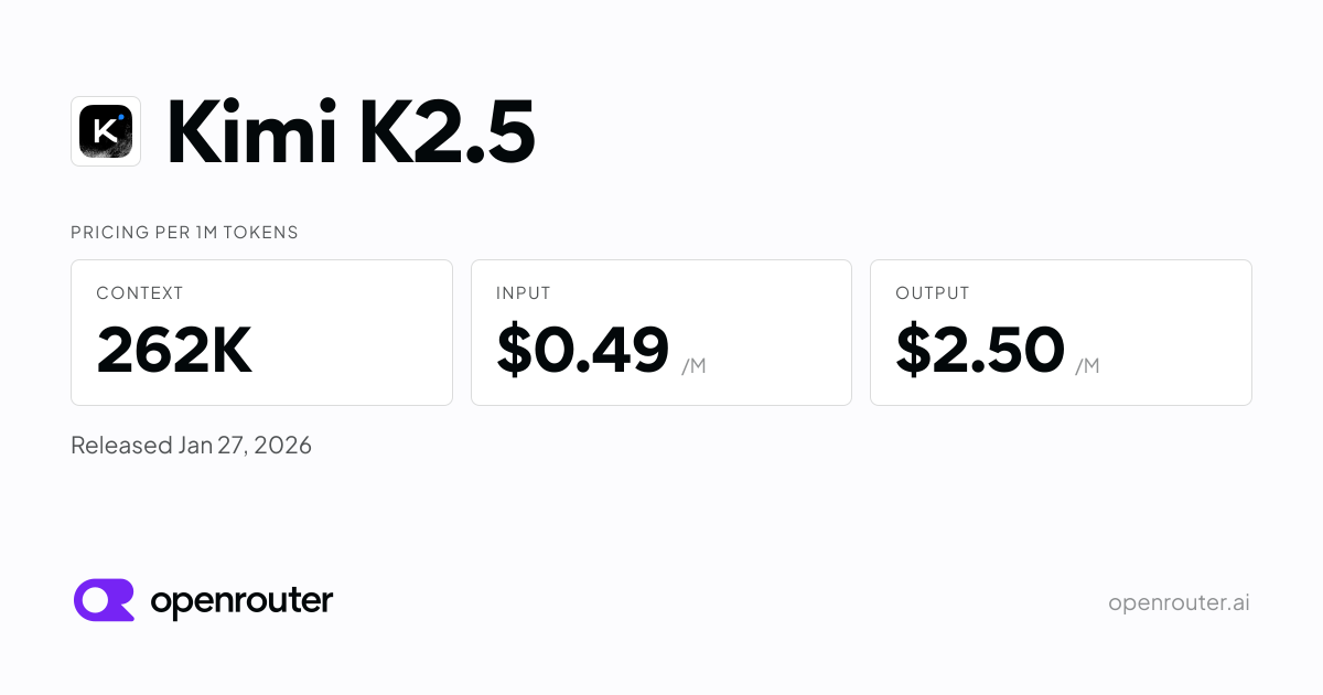 Kimi K2.5 - API Pricing & Benchmarks | OpenRouter