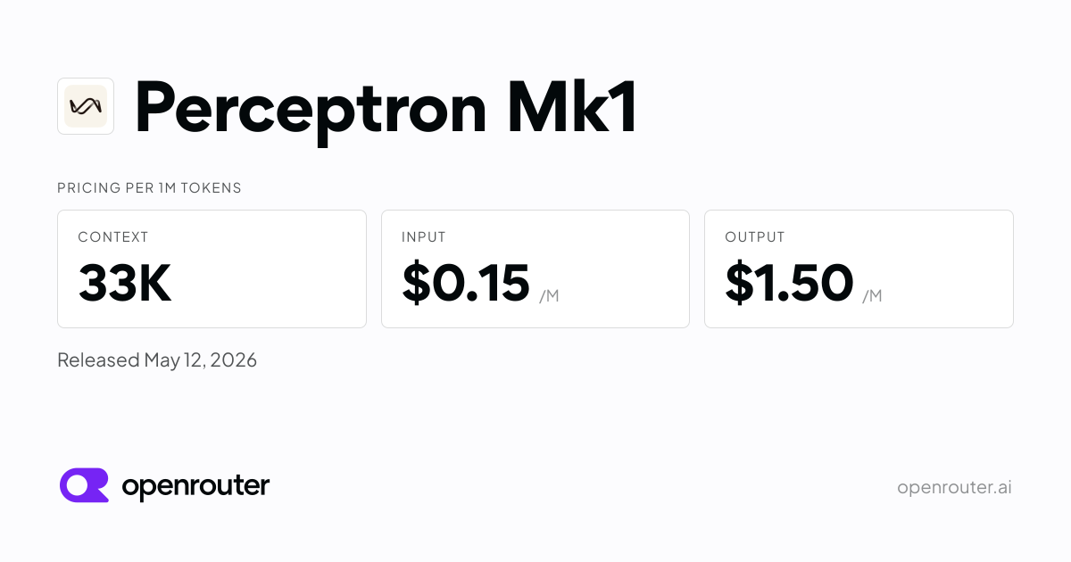 Perceptron Mk1 - API Pricing & Providers | OpenRouter