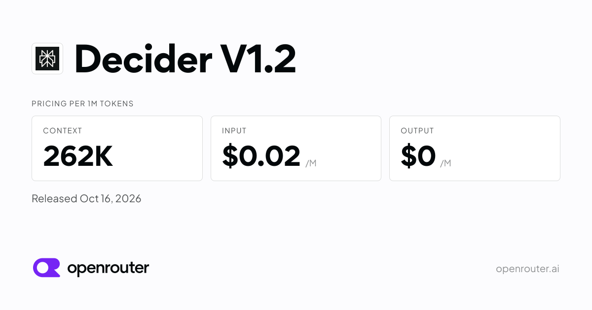Decider V1.2 — Decider V1.2 is a new 27B checkpoint of Perplexity's decision model, succeeding [Decider…