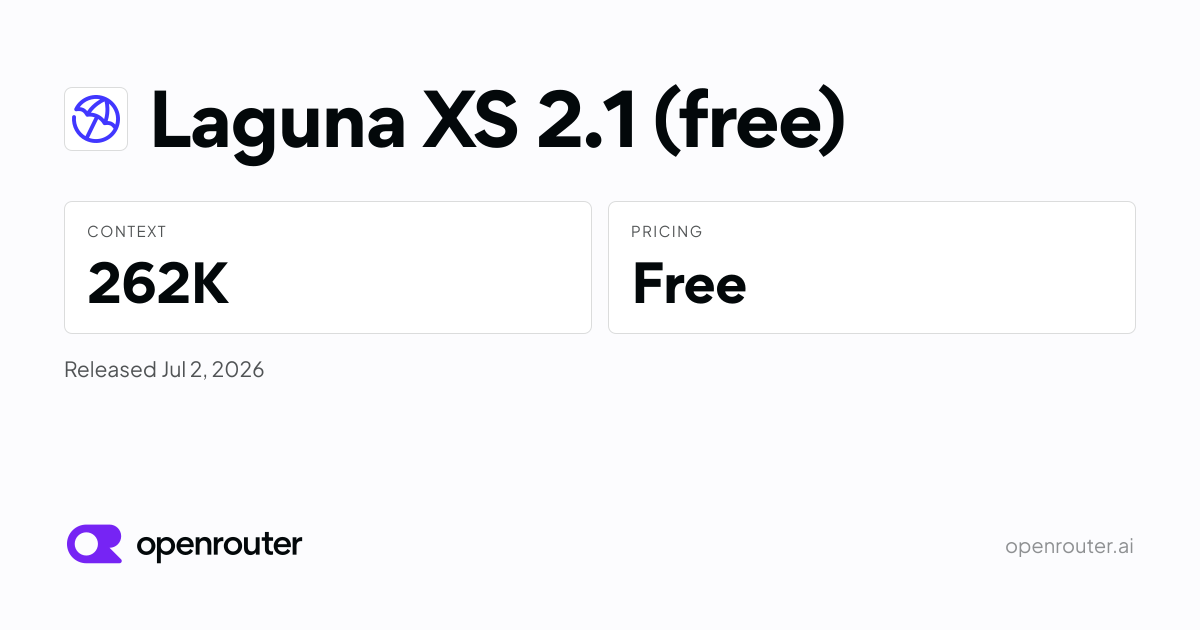 Laguna XS 2.1 (free) - API Pricing & Providers | OpenRouter