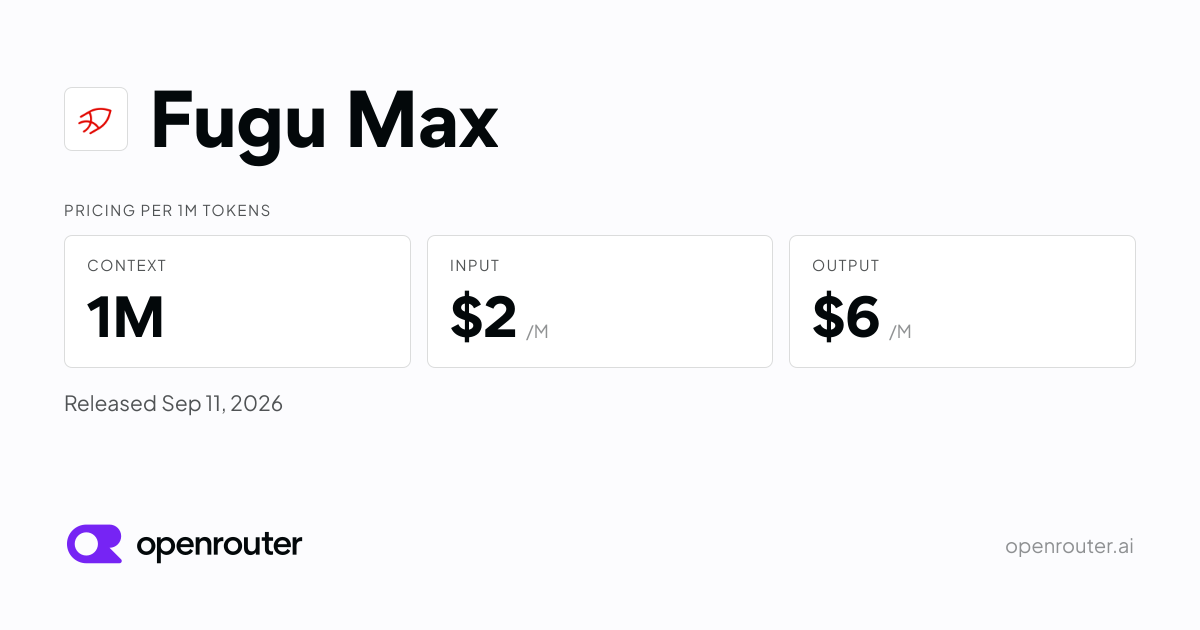 Fugu Max — Fugu Max is the cost-performance model in Sakana AI's Fugu family. $2 per million input…