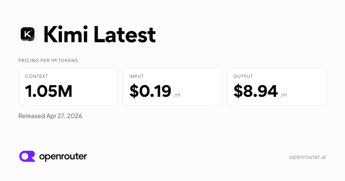 Kimi Latest - API Pricing & Benchmarks | OpenRouter