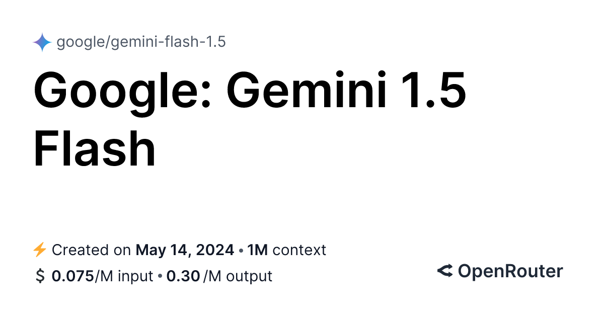 Gemini flash 1 5 api providers stats openrouter