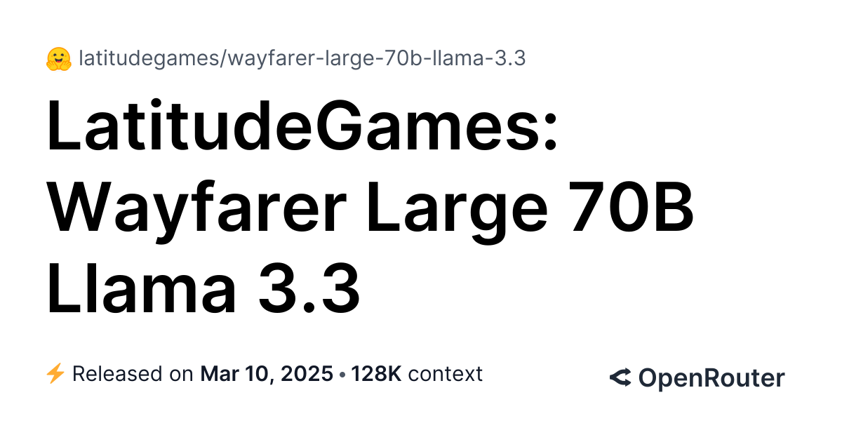 Wayfarer large 70b llama 3 3 api providers stats openrouter