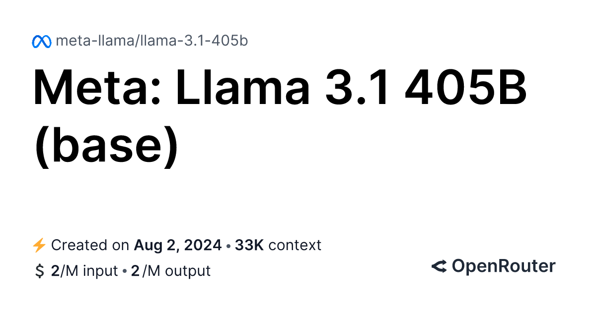 Meta: Llama 3.1 405B (base) | OpenRouter